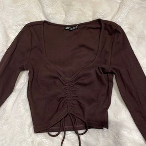 ZARA BROWN CROP TOP